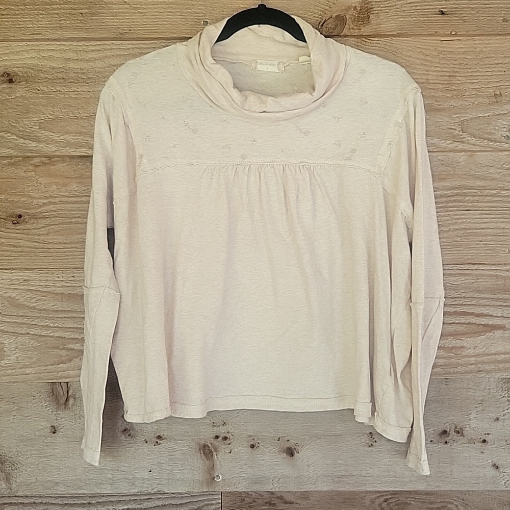 Altar'd State Heather Large Oatmeal Cropped Mock neck with Embroidery